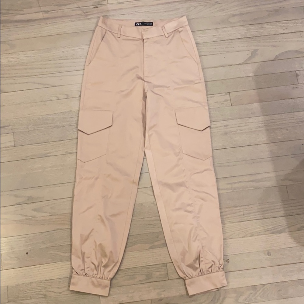 Zara | Nude Silky Trousers